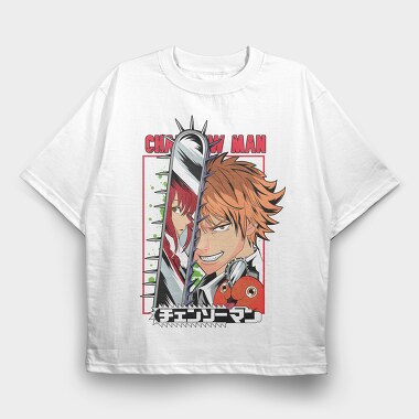 Denji Glow Street, Tricou Oversize Barbati (Unisex)