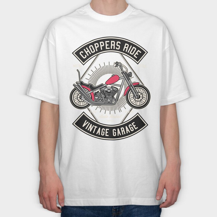 Choppers Ride Garage, Tricou Oversize Barbati (Unisex)