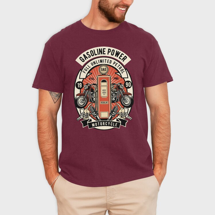 Gasoline Power Motorcycle, Tricou Barbati (Unisex)