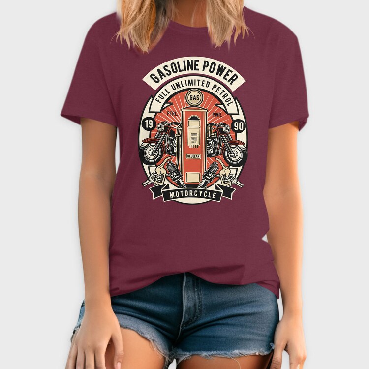 Gasoline Power Motorcycle, Tricou Barbati (Unisex)