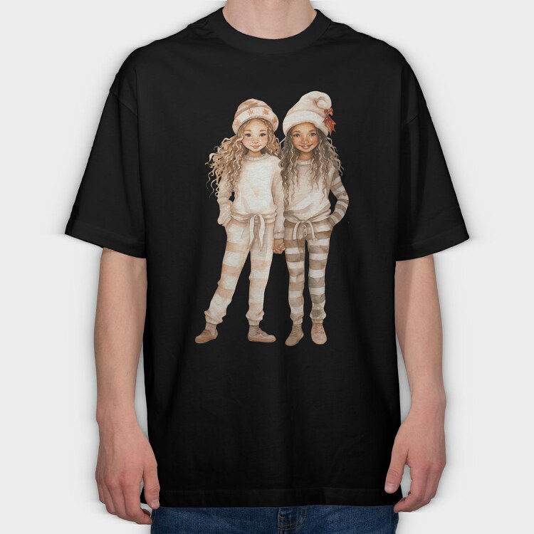Christmas Friends Pajamas, Tricou Oversize Barbati (Unisex)