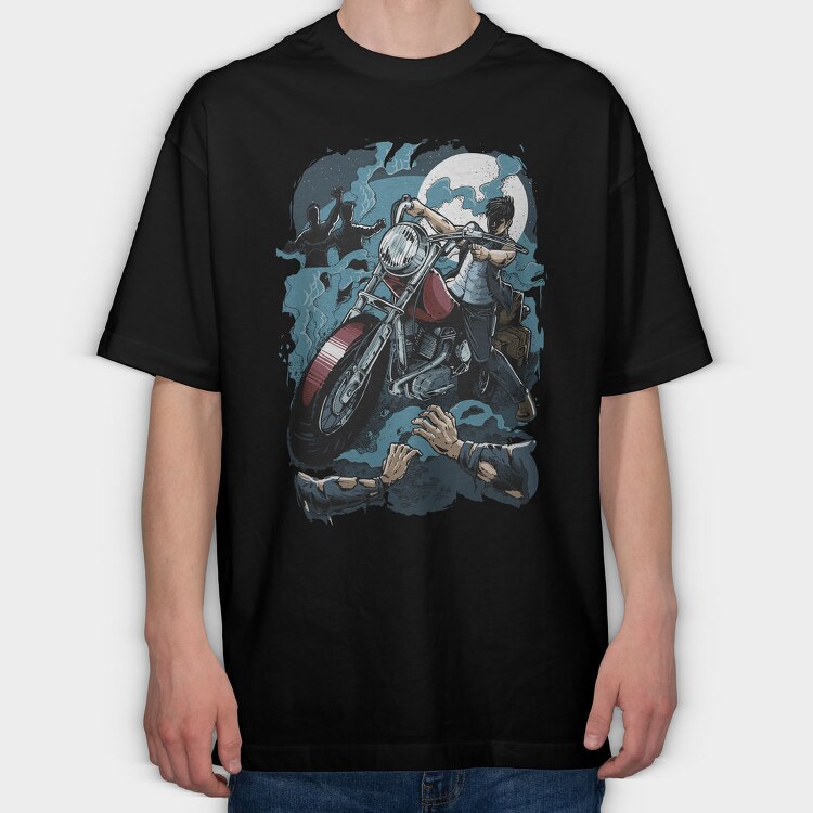 Motorcycle Chase, Tricou Oversize Barbati (Unisex)