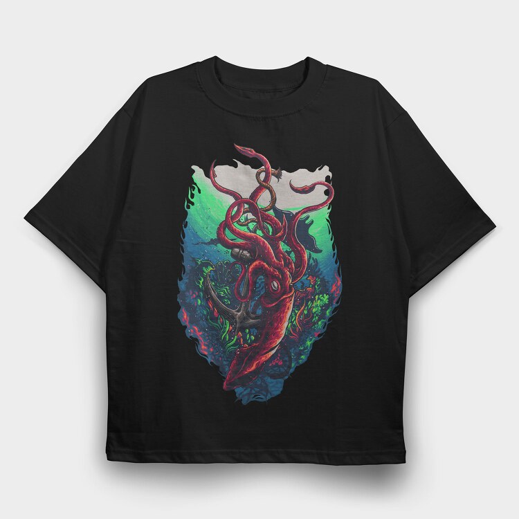 Octopus Abyss, Tricou Oversize Barbati (Unisex)