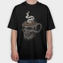 Skull Coffee Steamer, Tricou Oversize Barbati (Unisex)