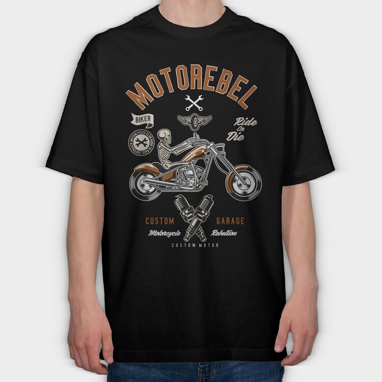 Motorcycle Rebel, Tricou Oversize Barbati (Unisex)