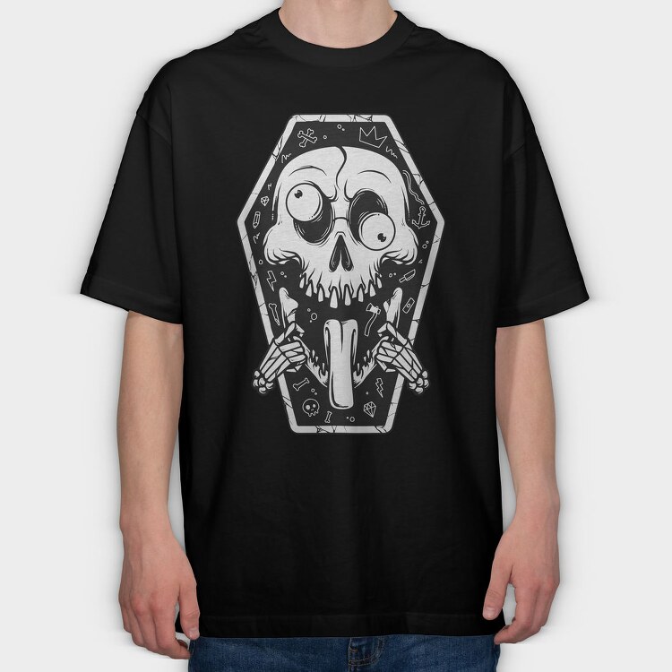 Skull Coffin Vibes, Tricou Oversize Barbati (Unisex)