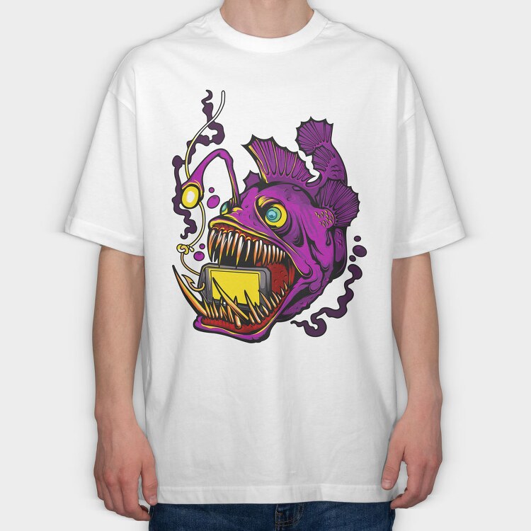 Angler Fish Glow, Tricou Oversize Barbati (Unisex)