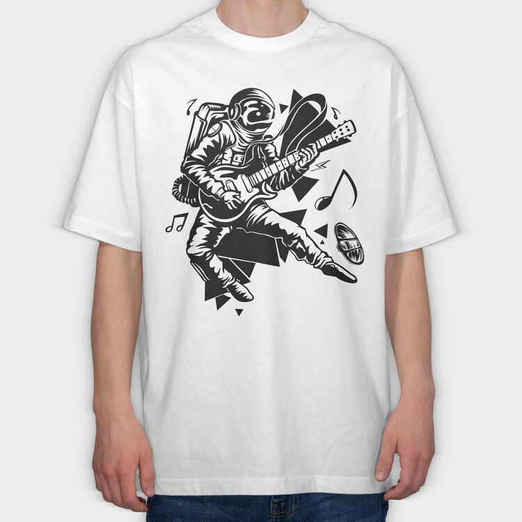 Astronaut Guitar Jam, Tricou Oversize Barbati (Unisex)