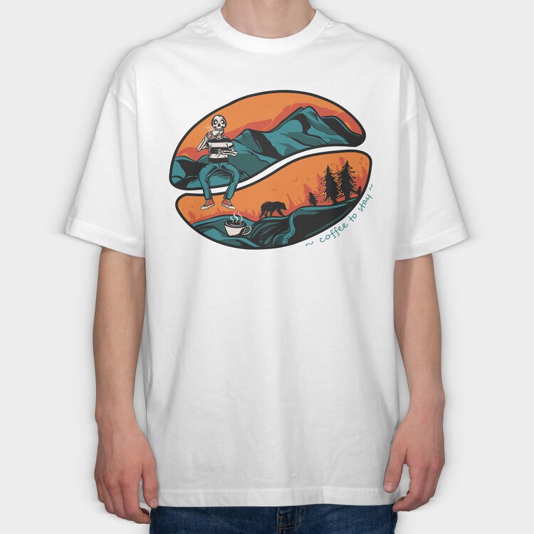 Coffee To Stay, Tricou Oversize Barbati (Unisex)