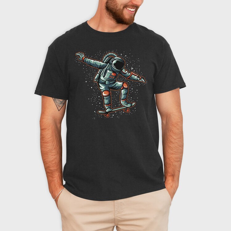 Astronaut Skateboarding, Tricou Barbati (Unisex)