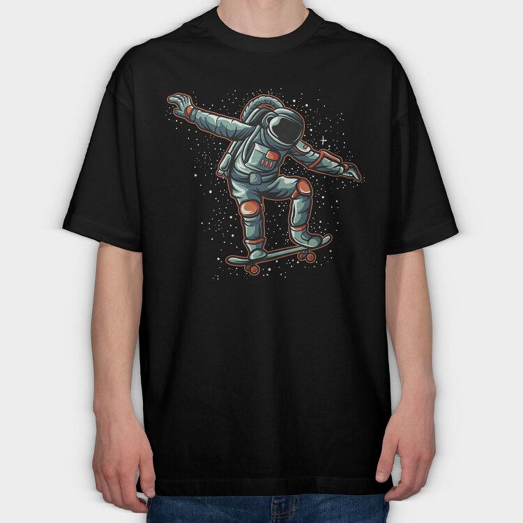 Astronaut Skateboarding, Tricou Oversize Barbati (Unisex)