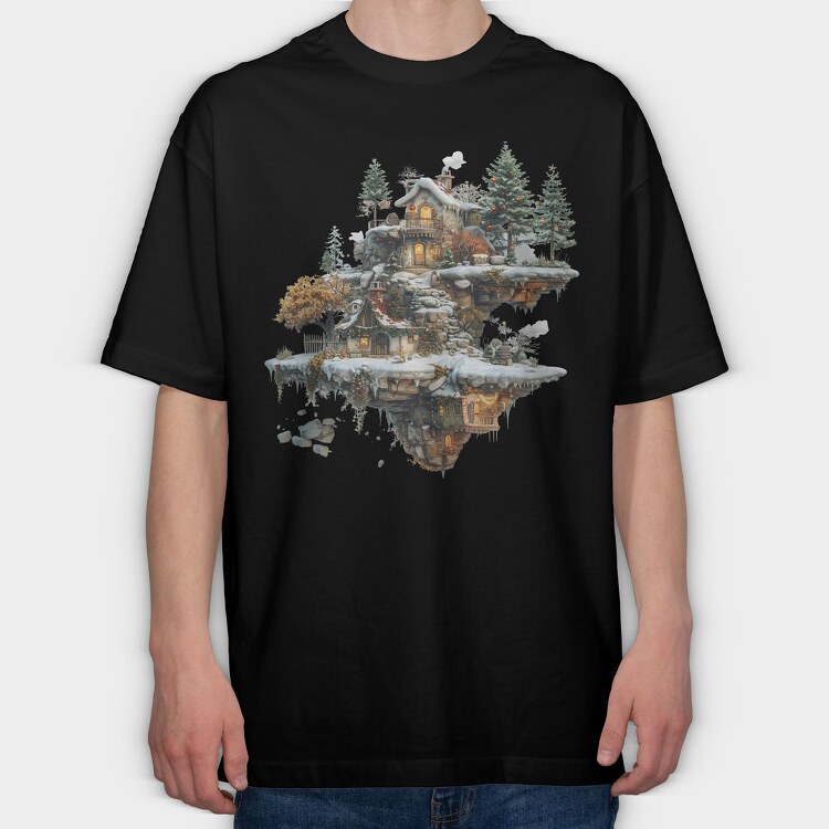 Christmas Fairy Treehouse, Tricou Oversize Barbati (Unisex)