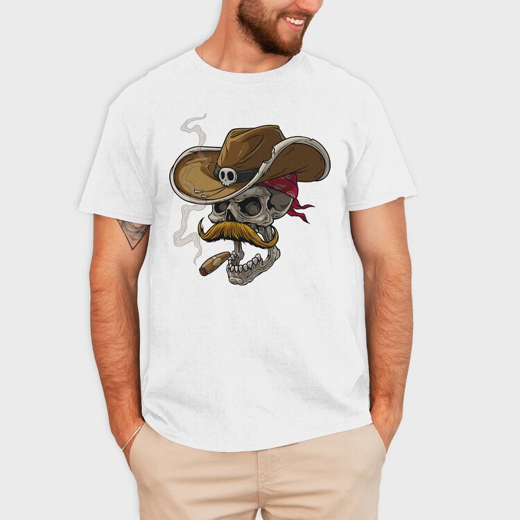 Cowboy Skull, Tricou Barbati (Unisex)