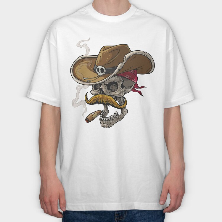 Cowboy Skull, Tricou Oversize Barbati (Unisex)