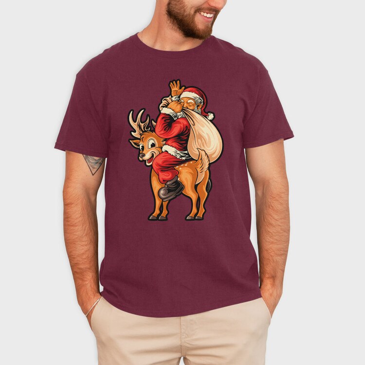 Santa Reindeer Hug, Tricou Barbati (Unisex)