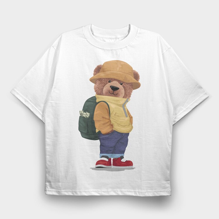 Bear Backpacker Cash, Tricou Oversize Barbati (Unisex)