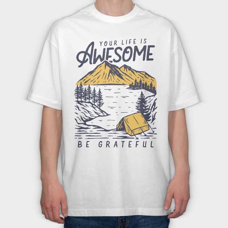 Awesome Camping Vibes, Tricou Oversize Barbati (Unisex)