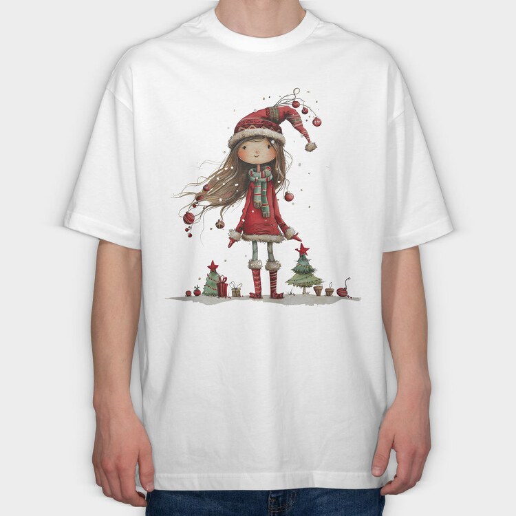 Christmas Girl Christmas Tree, Tricou Oversize Barbati (Unisex)