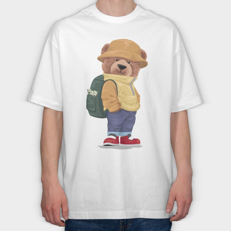 Bear Backpacker Cash, Tricou Oversize Barbati (Unisex)