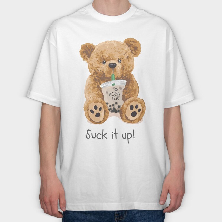 Teddy Boba Tea, Tricou Oversize Barbati (Unisex)