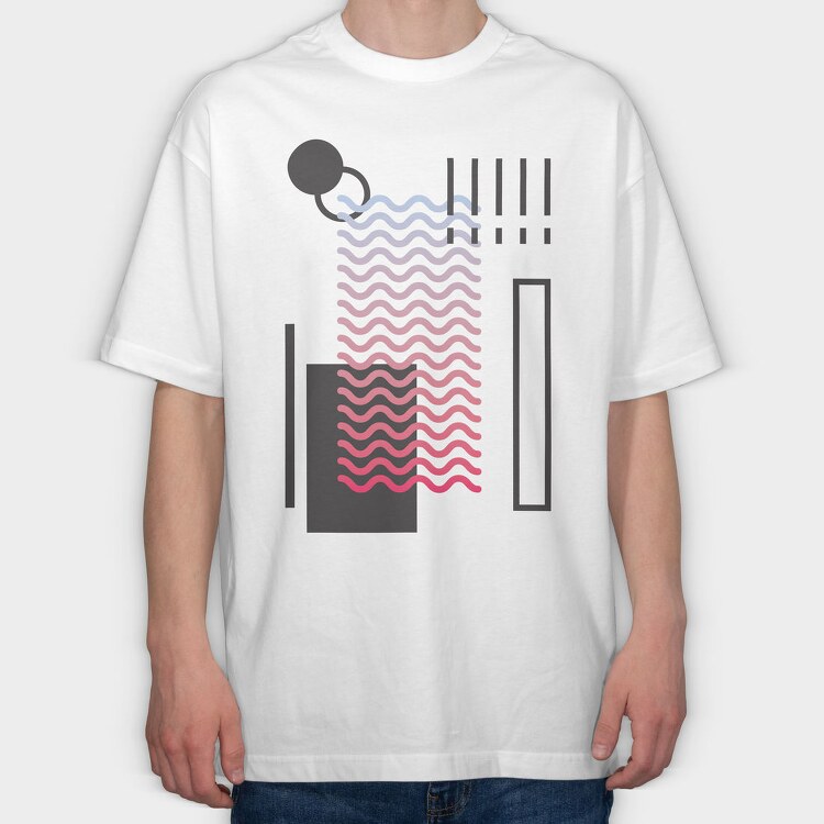 Abstract Waves Geometric, Tricou Oversize Barbati (Unisex)