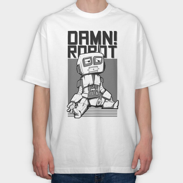 Damn Robot, Tricou Oversize Barbati (Unisex)
