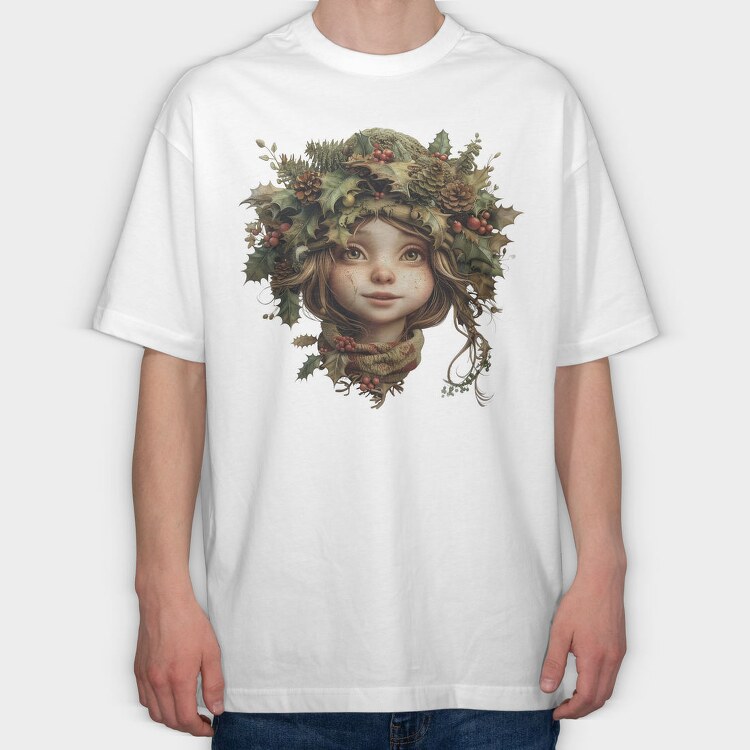 Christmas Girl Wreath, Tricou Oversize Barbati (Unisex)