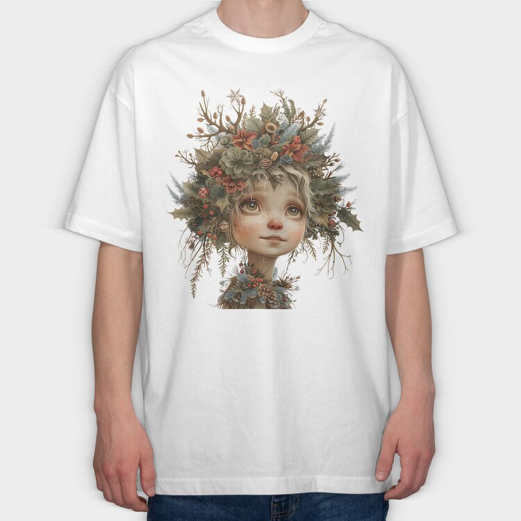 Christmas Flower Girl 101023467, Tricou Oversize Barbati (Unisex)