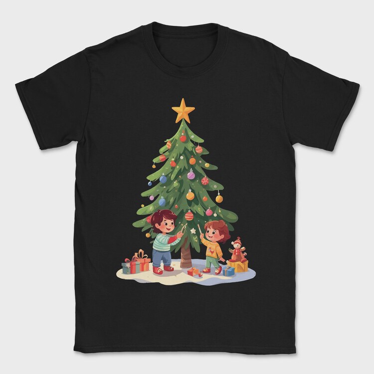 Children Decorating Tree Kids Christmas, Tricou Barbati (Unisex)
