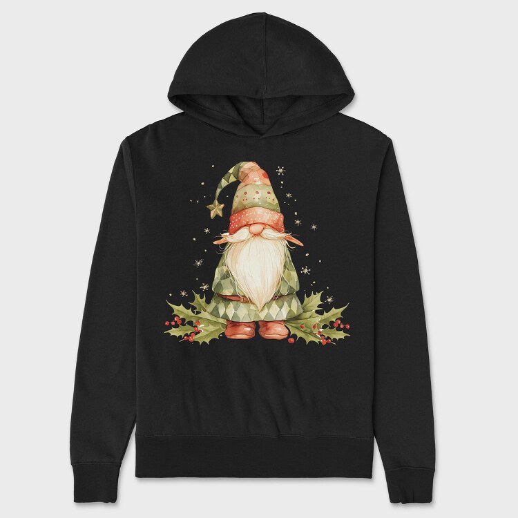 Christmas Gnome Watercolor, Hanorac Oversize Barbati (Unisex)