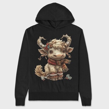 Christmas Highland Cow, Hanorac Oversize Barbati (Unisex)