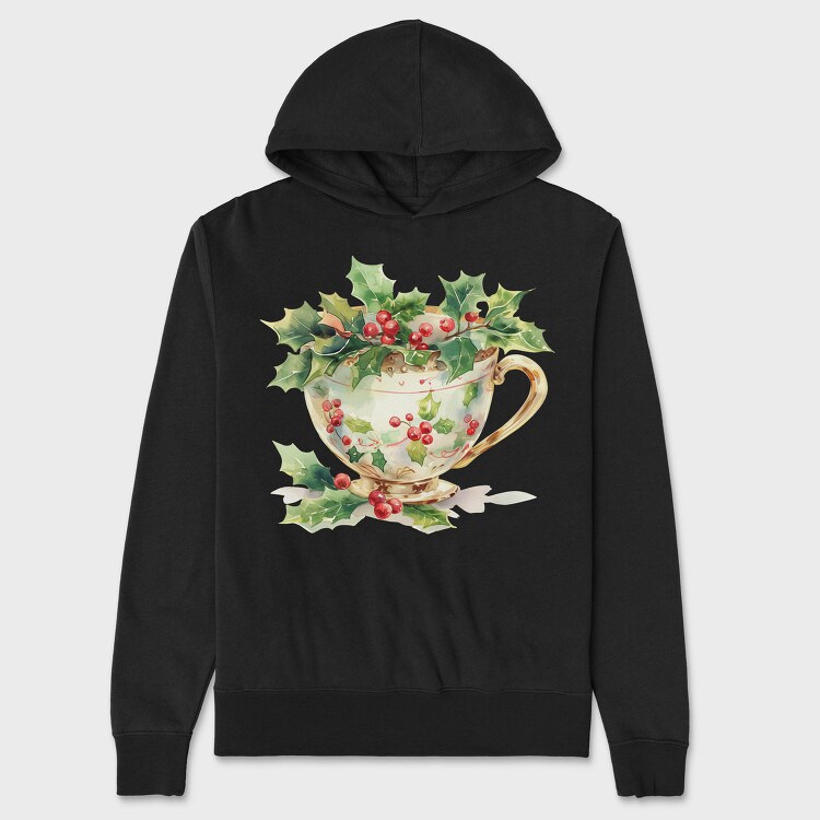 Christmas Holly Cup, Hanorac Oversize Barbati (Unisex)