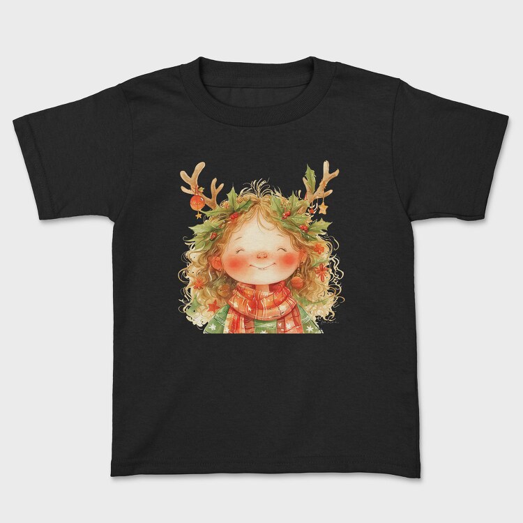 Christmas Holly Reindeer Girl, Tricou Copii