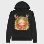 Christmas Holly Reindeer Girl, Hanorac Oversize Barbati (Unisex)