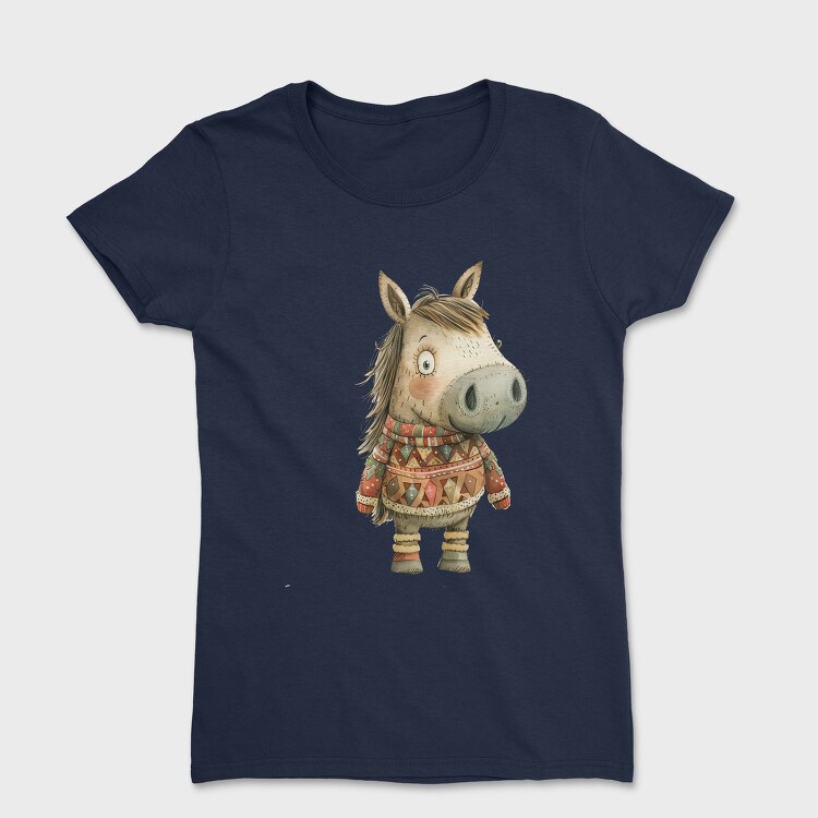 Christmas Horse Sweater, Tricou Femei
