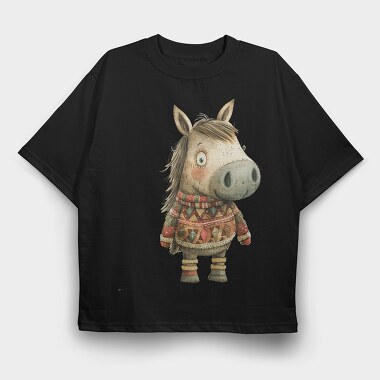 Christmas Horse Sweater, Tricou Oversize Barbati (Unisex)