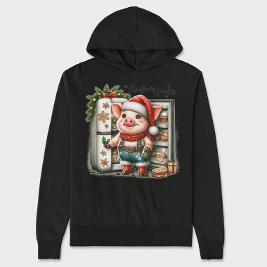 Christmas Junkie Pig, Hanorac Oversize Barbati (Unisex)