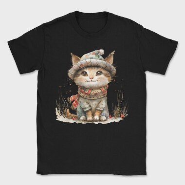 Christmas Kitten Hat, Tricou Barbati (Unisex)