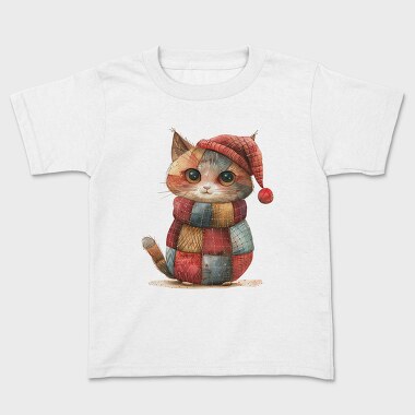 Christmas Kitten Patchwork, Tricou Copii