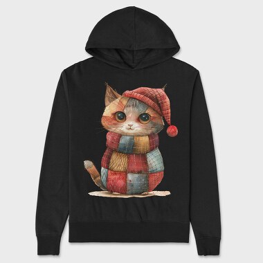 Christmas Kitten Patchwork, Hanorac Oversize Barbati (Unisex)
