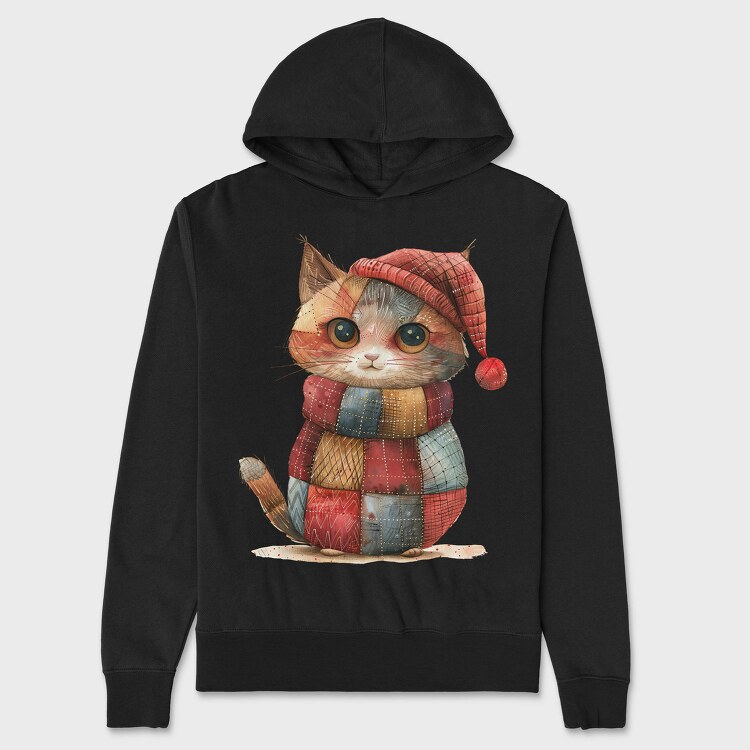 Christmas Kitten Patchwork, Hanorac Oversize Barbati (Unisex)