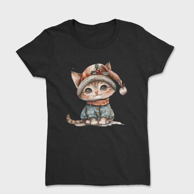 Christmas Kitten Snow, Tricou Femei