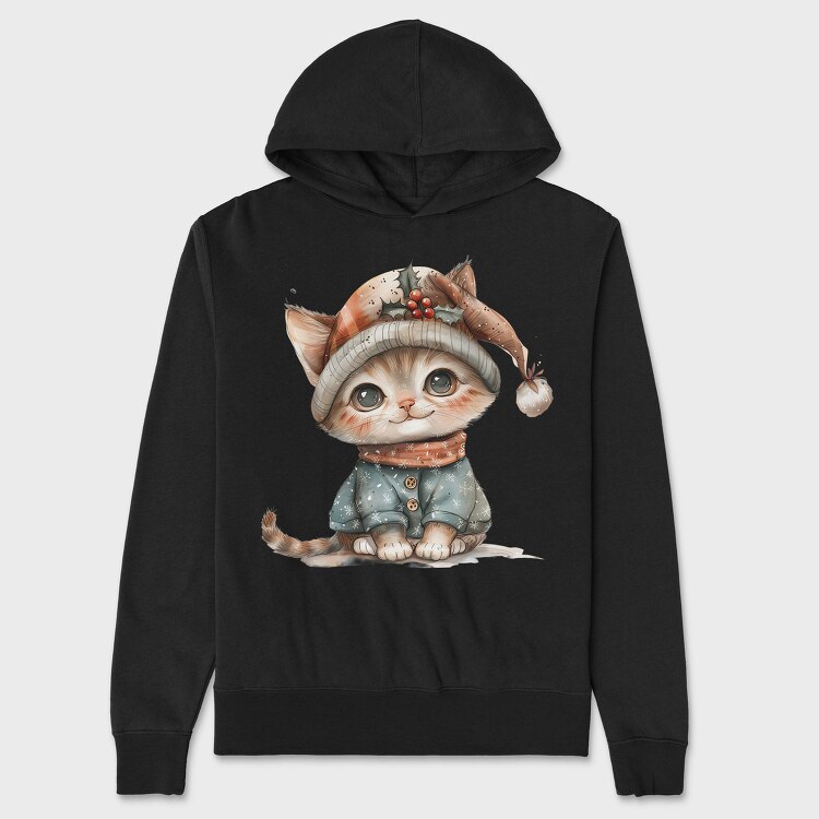 Christmas Kitten Snow, Hanorac Oversize Barbati (Unisex)