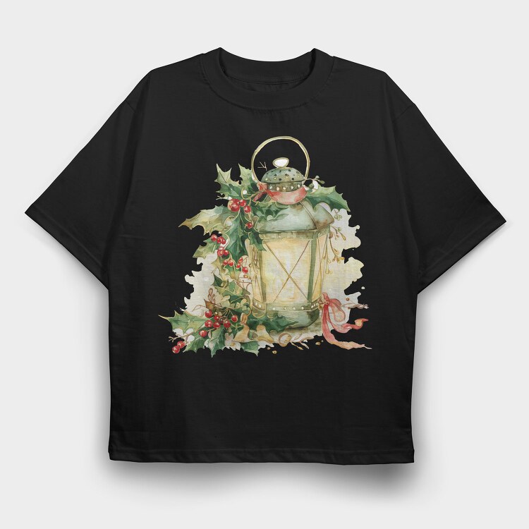 Christmas Lantern Holly, Tricou Oversize Barbati (Unisex)