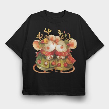 Christmas Mice Ornaments, Tricou Oversize Barbati (Unisex)