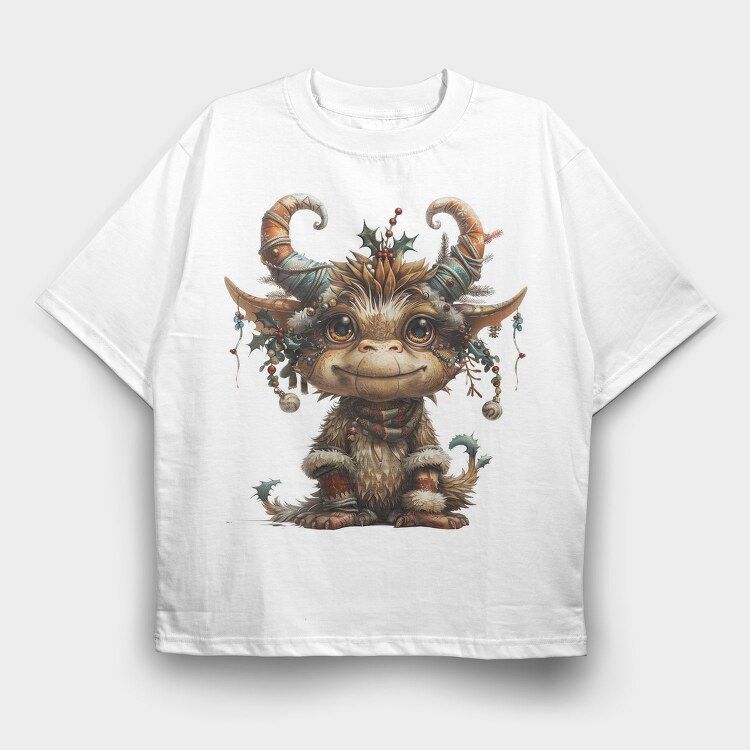 Christmas Monster Horns, Tricou Oversize Barbati (Unisex)