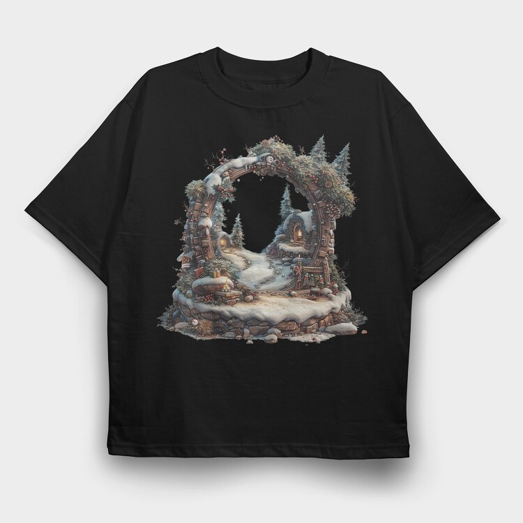 Christmas Ornament Treehouse, Tricou Oversize Barbati (Unisex)