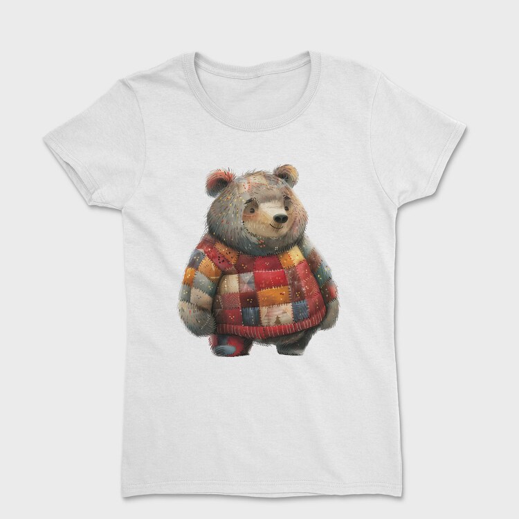 Christmas Patchwork Bear, Tricou Femei