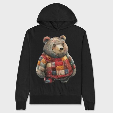 Christmas Patchwork Bear, Hanorac Oversize Barbati (Unisex)