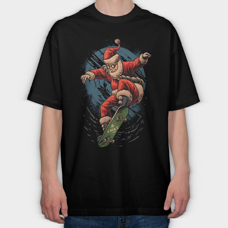 Santa Skate Xmas, Tricou Oversize Barbati (Unisex)